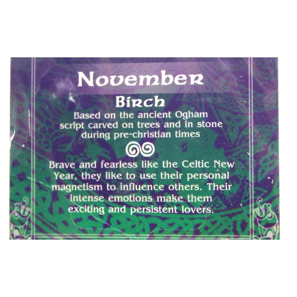 NOVEMBER Irish Pewter Celtic Astrology‎ Pendant Corded Necklace Birch Symbol NEW